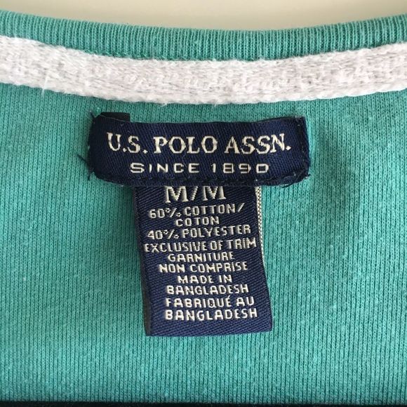 US Polo Assn teal long sleeve cotton henley shirt buttoned front size medium​ - Picture 7 of 8